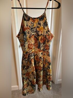 Soprano Floral Mini Dress in Yellow, Orange, Black